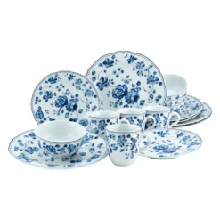 CreaTable 22543 Kombiservice Royal Blue Flower Für 4 Personen, Porzellan, Mehrfarbig (1 Set, 16-teilig)