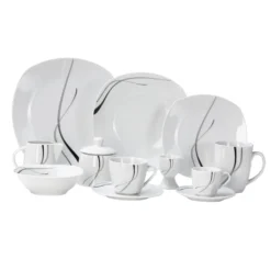 Van Well Kombiservice Silver Night 62-tlg 6 Personen, Tafel + Kaffee + Zubehör, Linien-Dekor -kaufland verkäufe bbb54c110476e049e18d7e928ac529d4