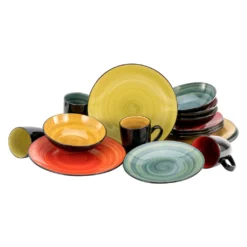 CreaTable 20210 Kombiservice Samoa Für 4 Personen, Steinzeug, Mehrfarbig (1 Set, 16-teilig)