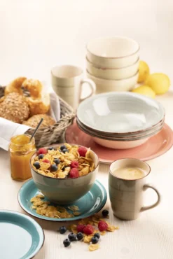 Mäser 931492 Lumaca Frühstück-Service Für 6 Personen Im Vintage Look, Handbemalte Keramik, Steingut, Rauchblau, 18-teilig (1 Set) -kaufland verkäufe c46df559f097f1a67db40a8a61eda8bb