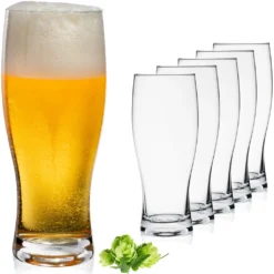 Küchenutensilien Laden 4 Biergläser 500ml (max. 640ml) Set 6-Teilig Bierseidel Weizengläser 0,5L Glas