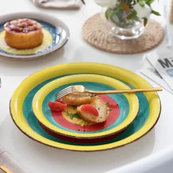 Tafelservice Steingut, Vancasso ARCO 36-teiliges Kombiservice Set, Vintage Geschirrservice Mit Je 12 Speiseteller, Kuchenteller Und Suppenteller, Für 12 Personen, Regenbogen Stil -kaufland verkäufe d6d0fa5a60aafc9d7fc51c5d08357647