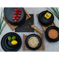 CreaTable 22979 Tafelservice Uno BLACK Für 4 Personen, Steinzeug, Schwarz (1 Set, 12-teilig) -kaufland verkäufe dced08265e664219b7854a18d1a68f2f