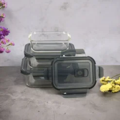 PIE LOCK Vorratsdosen 6 Teilig Eckig - Vorratsdosen Set Mikrowellengeeignete Essensbox Vorratsbehälter - Grau Glasdose Lunchbox Vorratsgläser Set -kaufland verkäufe e1b5fc141fdbd263c528a0014a182079