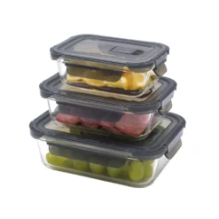 PIE LOCK Vorratsdosen 6 Teilig Eckig - Vorratsdosen Set Mikrowellengeeignete Essensbox Vorratsbehälter - Grau Glasdose Lunchbox Vorratsgläser Set -kaufland verkäufe e30a8b7216a1d82c57f9f2ace14248c4