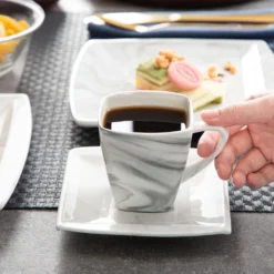 MALACASA, Serie Blance, 36 Tlg. Set Marmor Porzellan Kaffeeservice Geschirrset, Mit 12 Stück Kuchenteller, 12 Stück 180ml Tasse Und 12 Stück Untertasse Für 12 Personen -kaufland verkäufe e792780e68e1a9a439b7ad4bf2c46316