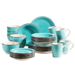 Mäser 931614 Kombiservice Lumaca Für 6 Personen, Steingut, Türkis (1 Set, 30-teilig)