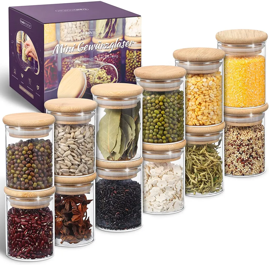 freshmaster Gewürzgläser Set Aufbewahrung Gewürze I 12x 100ml Vorratsdosen Glas mit LongLife+ Dichtung und bruchsicherem Borosilikat Glas I Glasbehälter mit Deckel Gläser Gewürze Set spice jars Freshmaster Gewürzgläser Set Aufbewahrung Gewürze I 12x 100ml Vorratsdosen Glas Mit LongLife+ Dichtung Und Bruchsicherem Borosilikat Glas I Glasbehälter Mit Deckel Gläser Gewürze Set Spice Jars -kaufland verkäufe ee3ab32863c68612230dd4ed6f594cdf