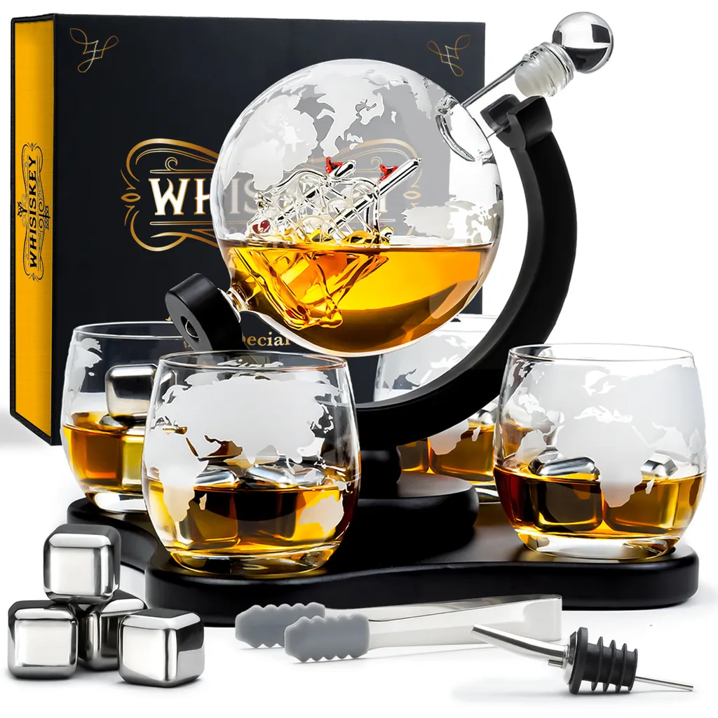 Whisiskey - Whisky Karaffe - Geschenke für Männer - Komplette Whiskey Set - Globus - 900ML – Inkl. 4 Whisky Steine, 4 Whisky Gläser & Ausgießer - Whisky Dekanter – Whiskygläser - Natursteine Whisiskey - Whisky Karaffe - Geschenke Für Männer - Komplette Whiskey Set - Globus - 900ML – Inkl. 4 Whisky Steine, 4 Whisky Gläser & Ausgießer - Whisky Dekanter – Whiskygläser - Natursteine -kaufland verkäufe f2ad485112db18c5f52c03c26023b74f