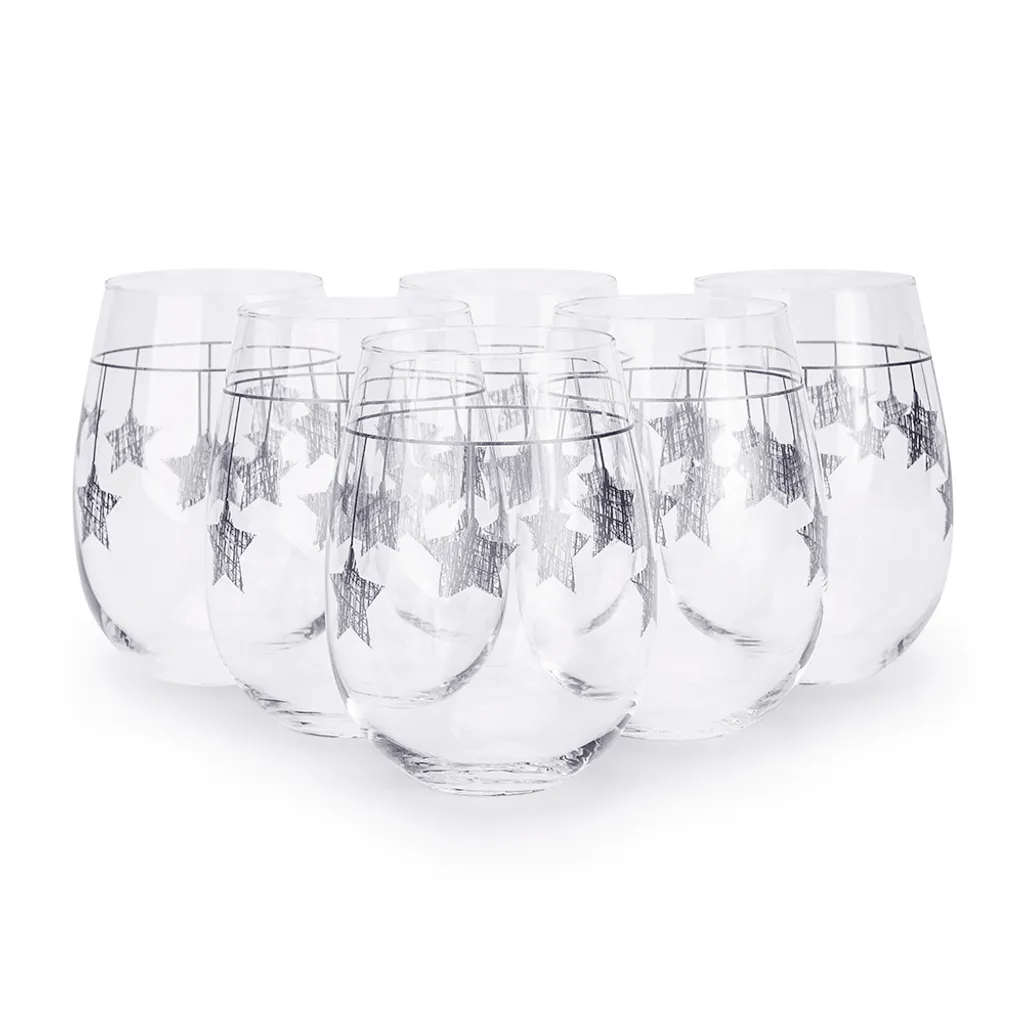 KROSNO Star Weißweingläser ohne Stiel mit hängendem Silberstern, 6er-Set, 500 ml KROSNO Star Weißweingläser Ohne Stiel Mit Hängendem Silberstern, 6er-Set, 500 Ml -kaufland verkäufe fb2049147433ad2b912da375f76a8710