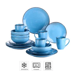 Vancasso Serie Navia Oceano, 16 Teilig Essservice Set Aus Steingut, Tafeiservice Für 4 Personen, Wasserblau, Vintage Aussehen, Natur Design -kaufland verkäufe fd8c209c80f15112f0949c256343b517
